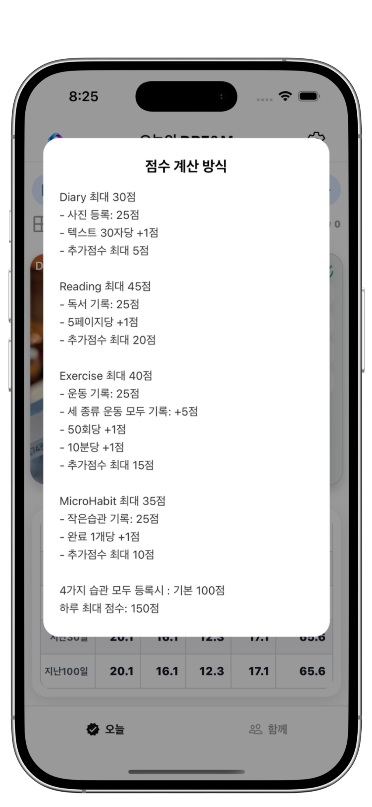 DRE&M 점수 계산 방식을 확인하는 화면